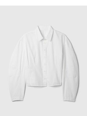 Crisp White Cropped Button-Up Shirt